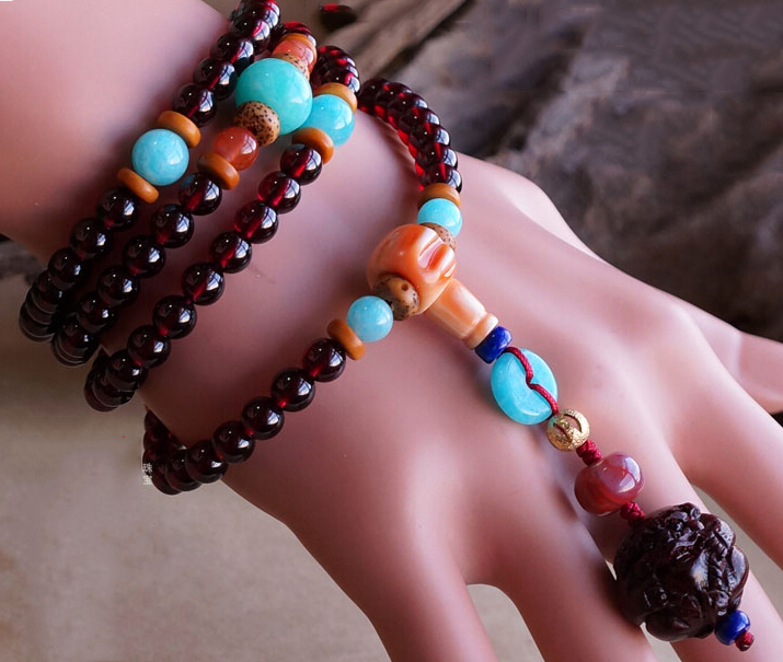 Amazing Limited 5A Grade Sri Lanka Garnet 108 Beads 6MM Layered Prayer Bracelet